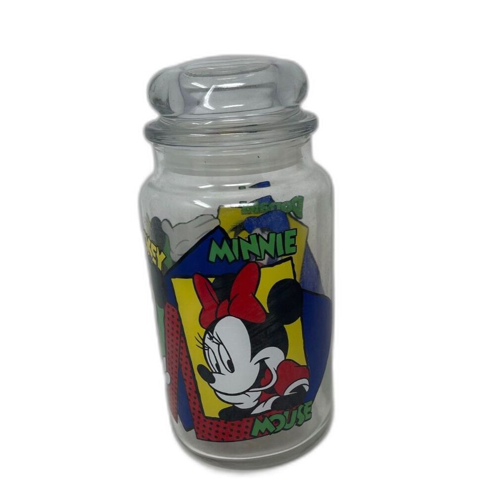 Vintage Anchor Hocking Mickey Glass Decanter Candy/Cookie Jar Large Canister 8.5